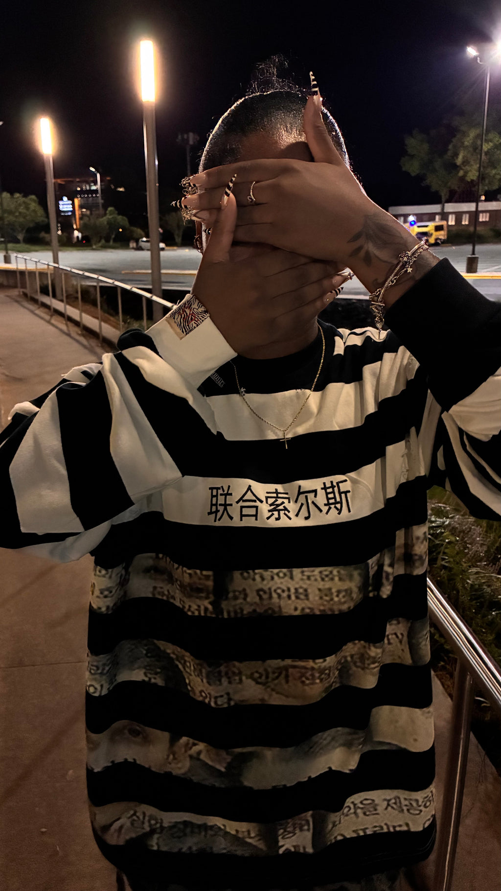 “002” distressed longsleeve