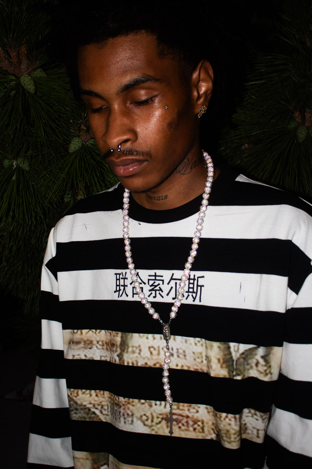 “002” distressed longsleeve
